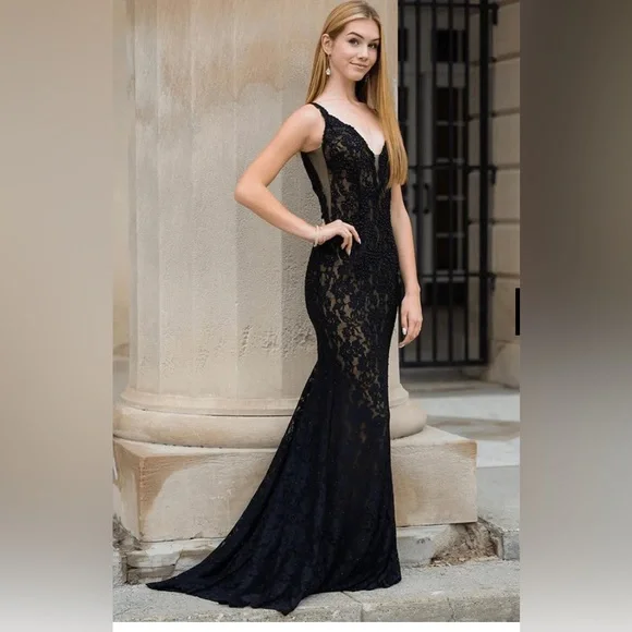 Jovani | Dresses | Jovani Black Fitted Lace Prom Dress | Poshmark Jovani | Dresses | Jovani Black Fitted Lace Prom Dress | Poshmark